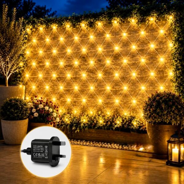 AMIOLOGY 3×2m Plug-in Net Lights – 192 LED Warm White