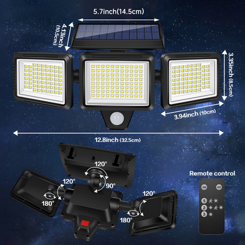 AMIOLOGY Solar 3-Head Security Light – 2500LM PIR Motion Sensor - Image 6