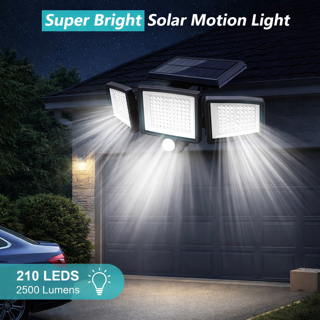 AMIOLOGY Solar 3-Head Security Light – 2500LM PIR Motion Sensor - Image 9
