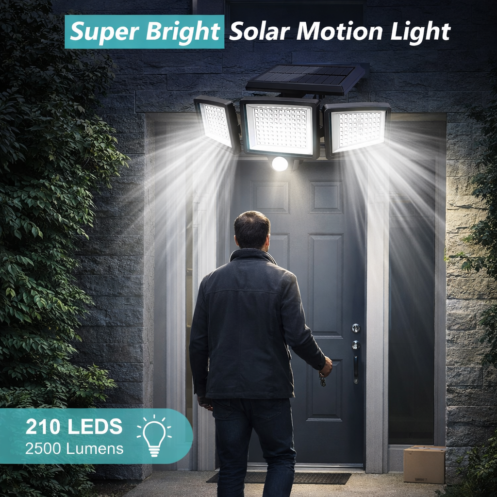AMIOLOGY Solar 3-Head Security Light – 2500LM PIR Motion Sensor - Image 11