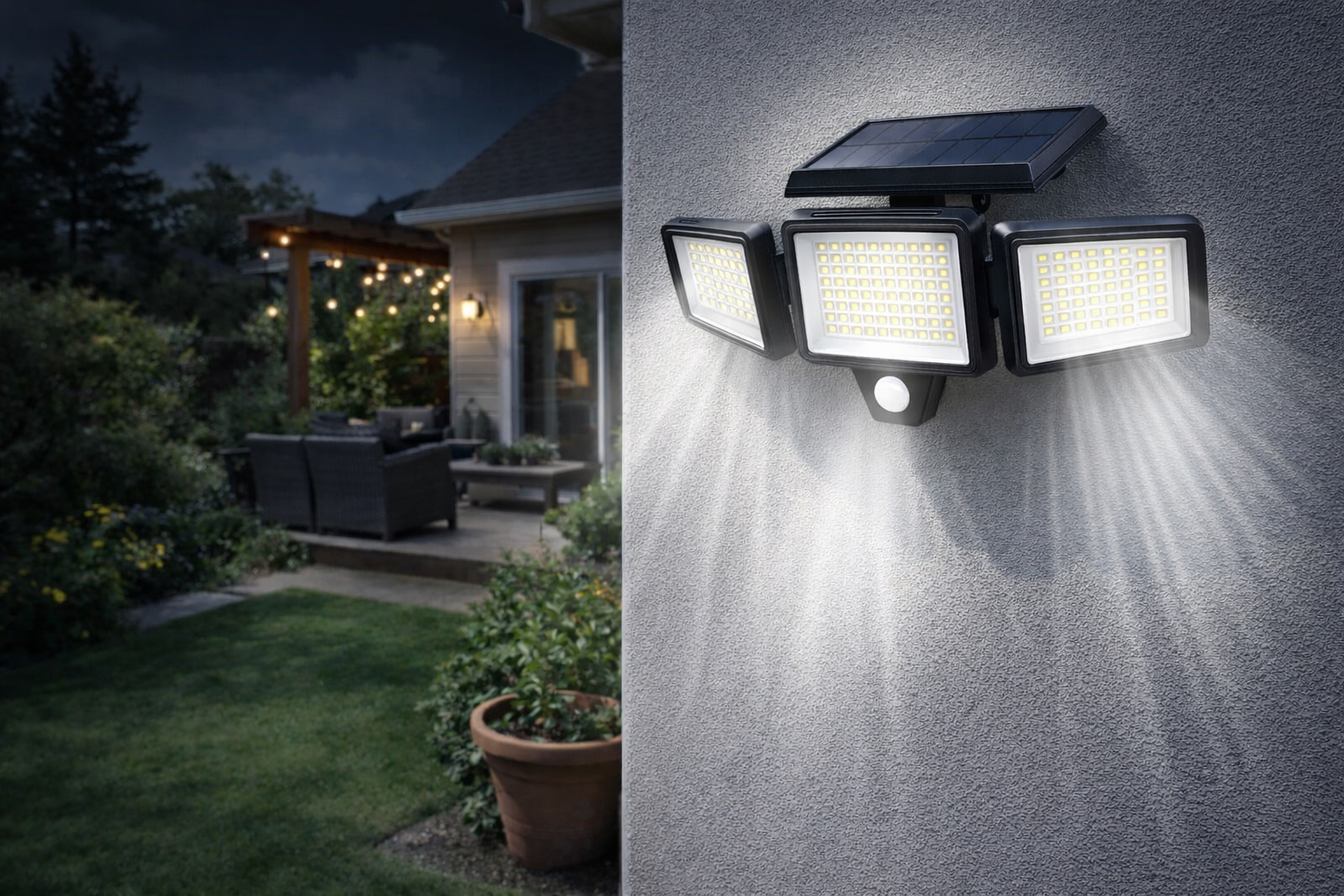 AMIOLOGY Solar 3-Head Security Light – 2500LM PIR Motion Sensor - Image 10