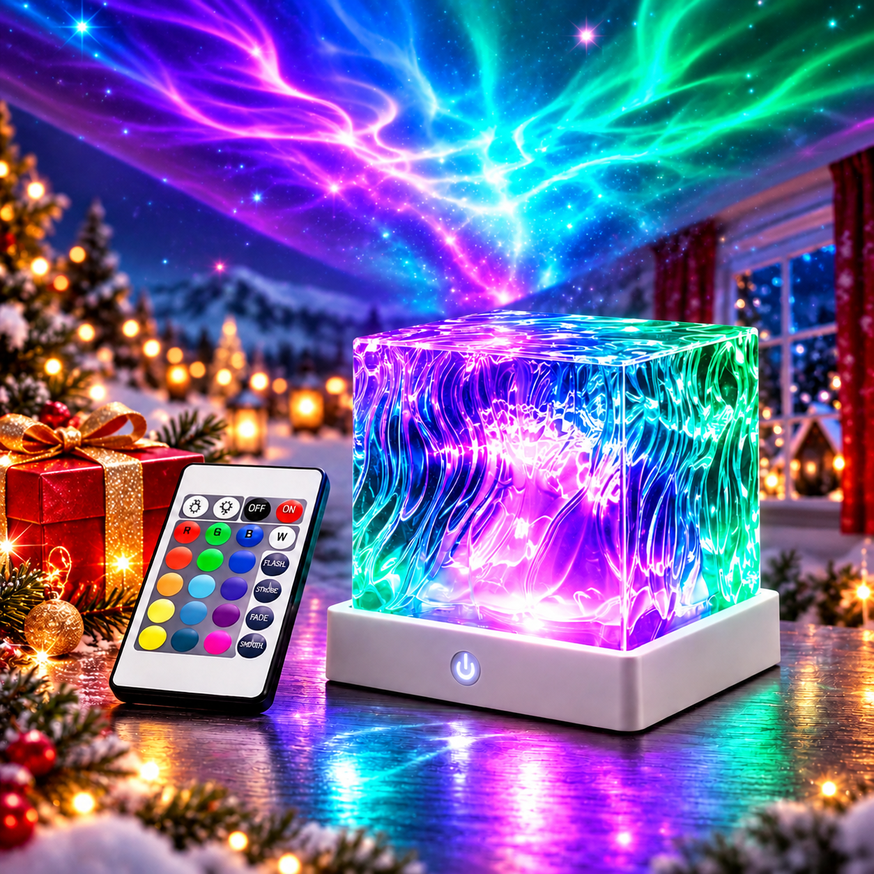 AMIOLOGY Northern Lights RGB Galaxy Projector – 16 Colours, USB Rechargeable, Remote Control