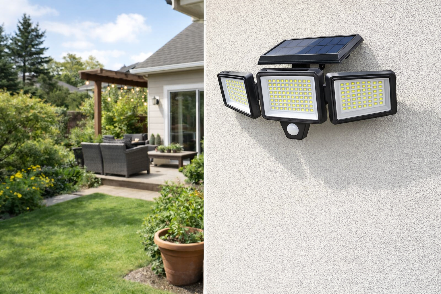 AMIOLOGY Solar 3-Head Security Light – 2500LM PIR Motion Sensor - Image 8
