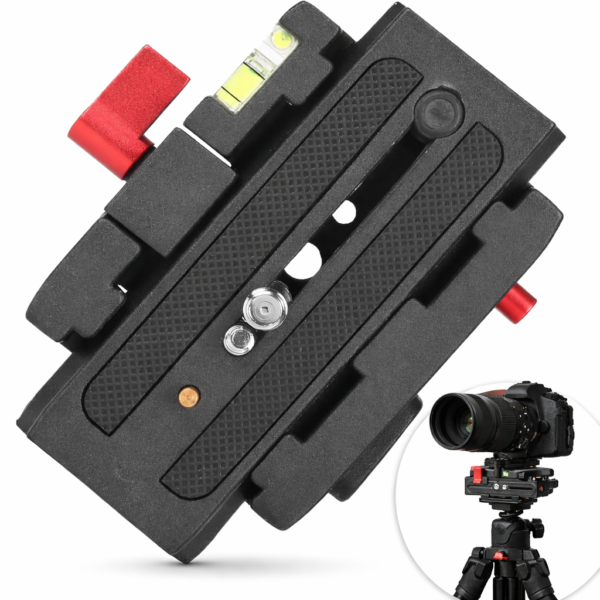 AMIOLOGY Camera Quick Release Plate & Clamp – Compatible with Manfrotto 500AH, 577 & 701HDV