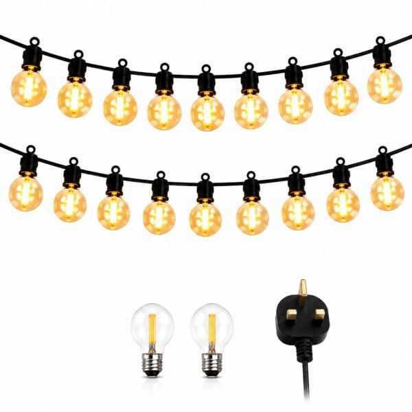 AMIOLOGY Premium Plug-in G40 LED Festoon String Lights – 15m / 50ft