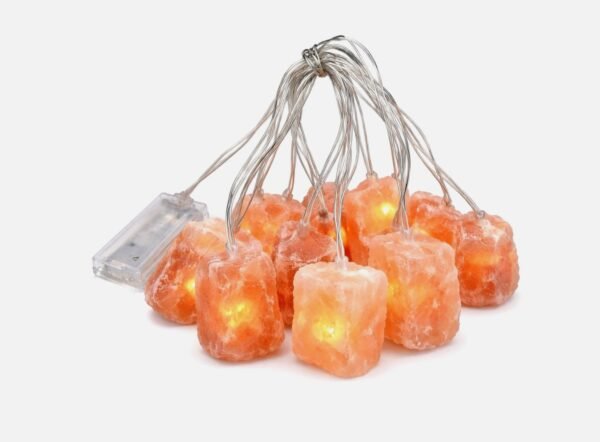 AMIOLOGY Himalayan Salt Lamp String Lights – 1.5m / 60in, 10 Natural Salt Blocks