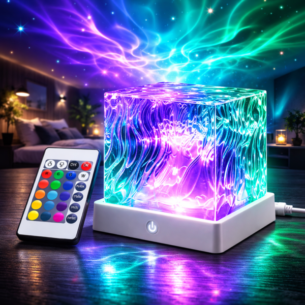 AMIOLOGY Northern Lights RGB Galaxy Projector – 16 Colours, USB Rechargeable, Remote Control