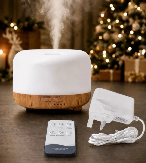 AMIOLOGY 300ml Ultrasonic Aroma Diffuser – Remote Control, 7 LED Colours & Timer