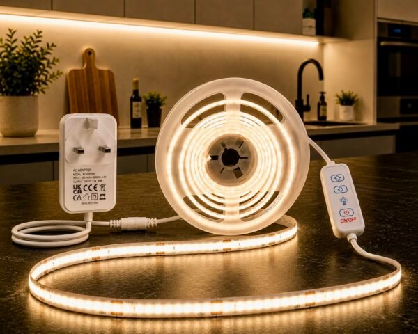 AMIOLOGY 5m COB LED Strip Light – 24V Dimmable Warm White 3000K