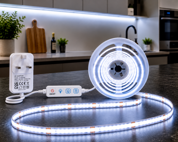 AMIOLOGY 5m COB LED Strip Light – 24V Dimmable Cool White 6000K