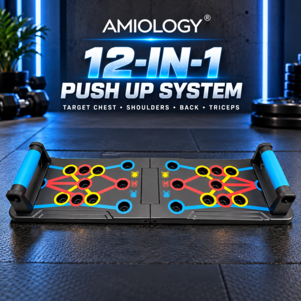 AMIOLOGY 12-in-1 Push Up Board – Foldable Home Workout System