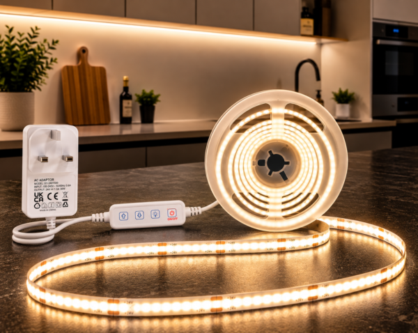AMIOLOGY 5m COB LED Strip Light – 24V Dimmable Warm White 3000K